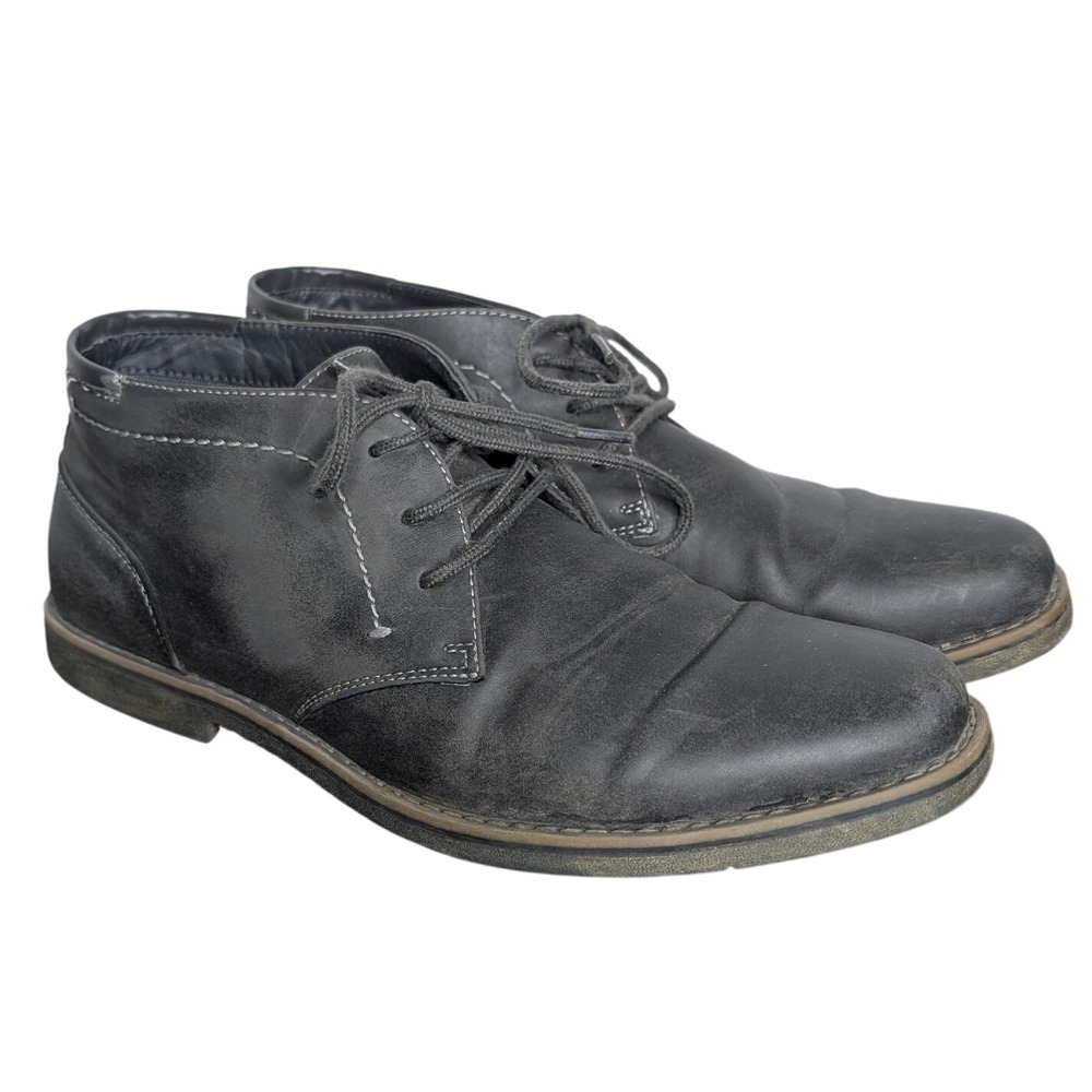 Sonoma Men's 9.5 Grey‎ Faux Leather Lace Up Oxford Dress Shoes